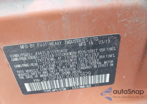 2013 Subaru Xv Crosstrek 2.0I Limited from USA, damaged, VIN JF2GPAKC3D2863829